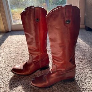 Women's Frye Melissa cognac Brown Leather Riding Boots